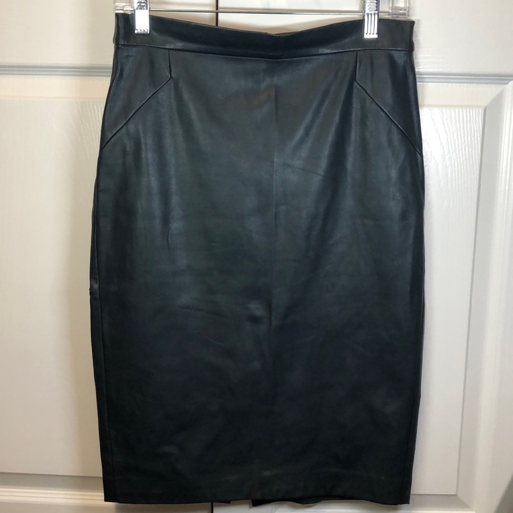 Vegan dark green pencil skirt